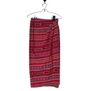 Vintage Tracy Evans wrap skirt size 5 woven stripe Cotton fabric red straight